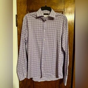 Thomas Dean Purple and White Checkered Shirt